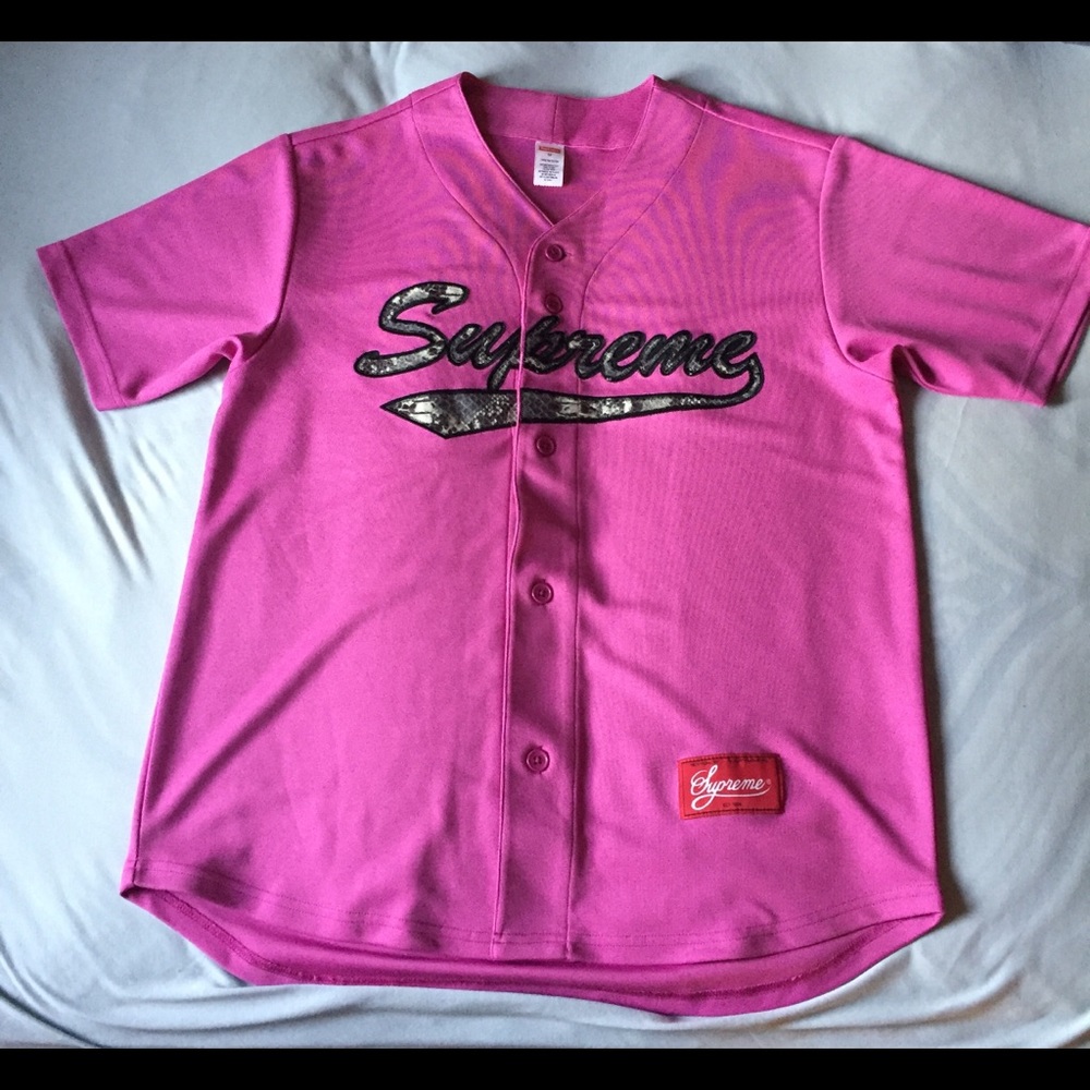 Supreme Snakeskin Jersey Shirt Pink Snake Skin